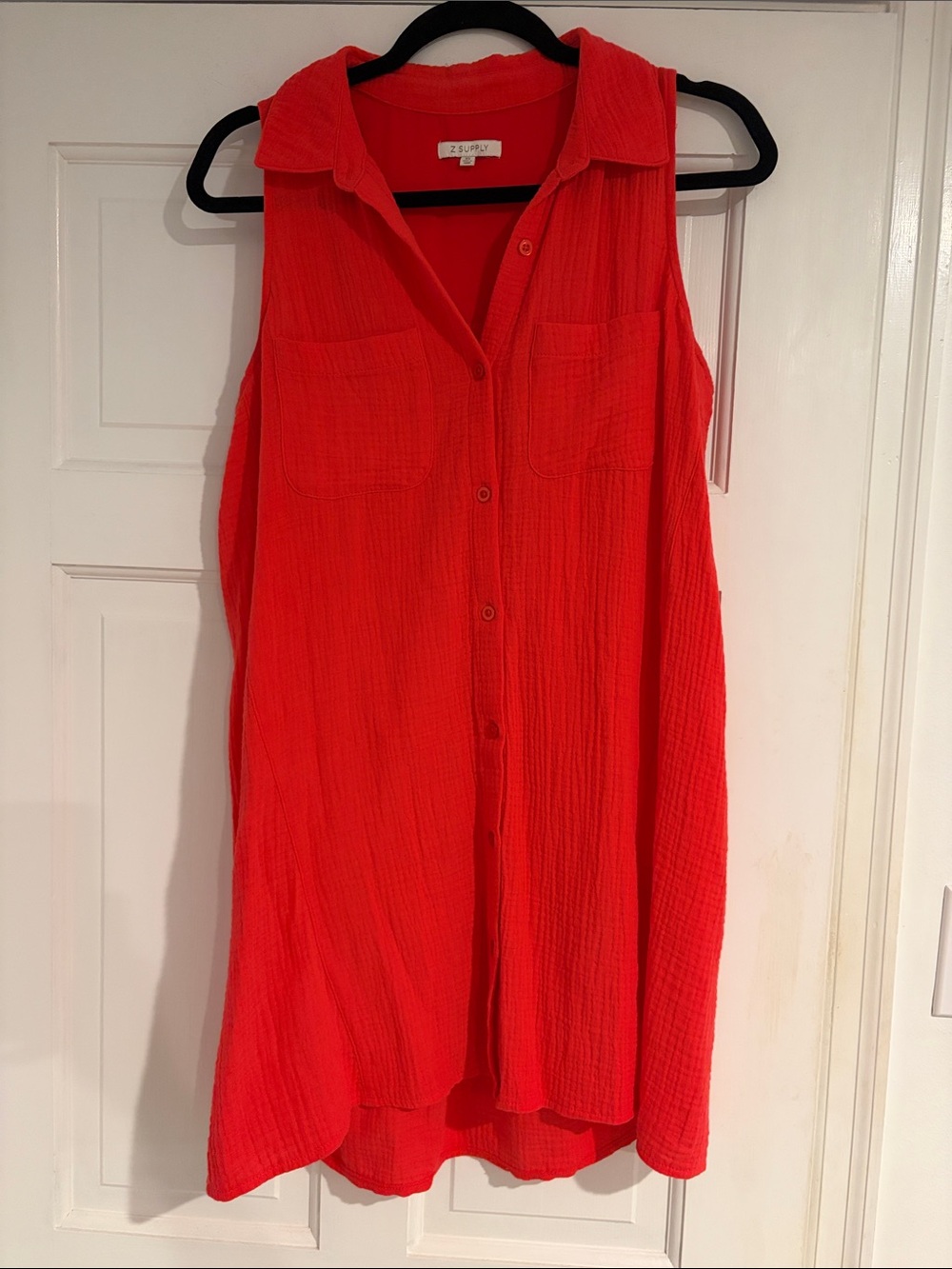 Z Supply Sleeveless Button-Front Tunic in Coral